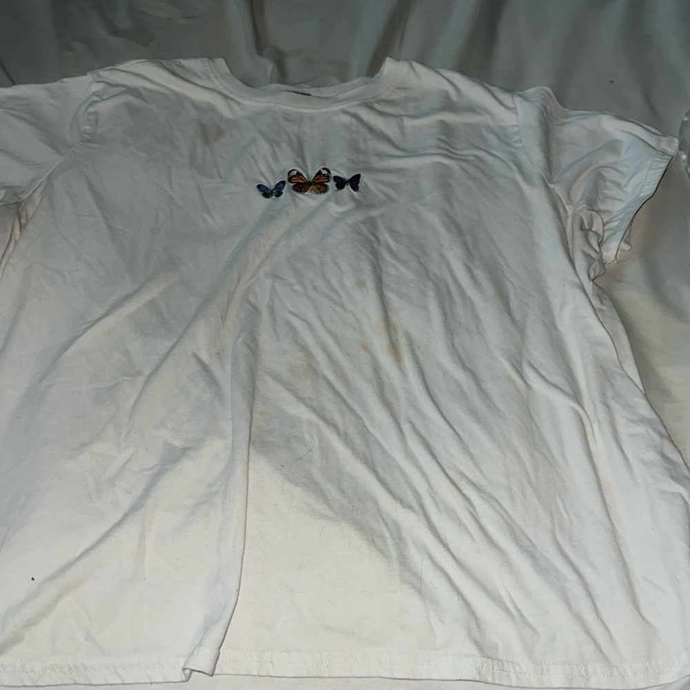 White Tee with butterflies